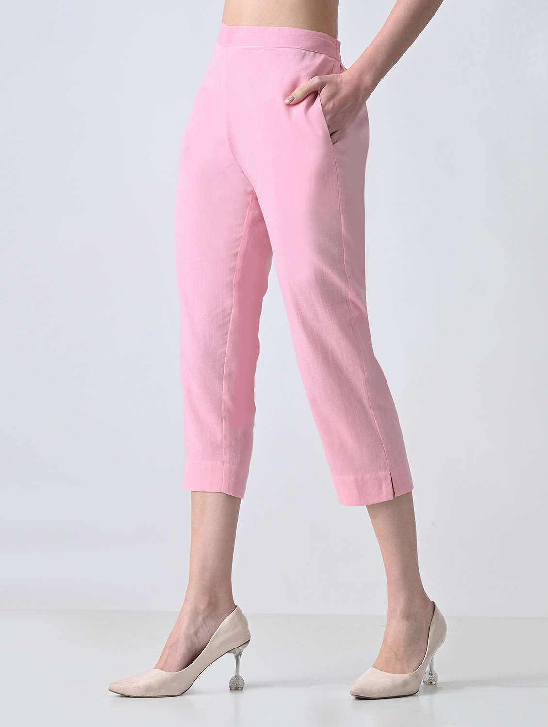 Women Solid Mid Rise Tapered Pant - 22502000 -  Standard Image - 2