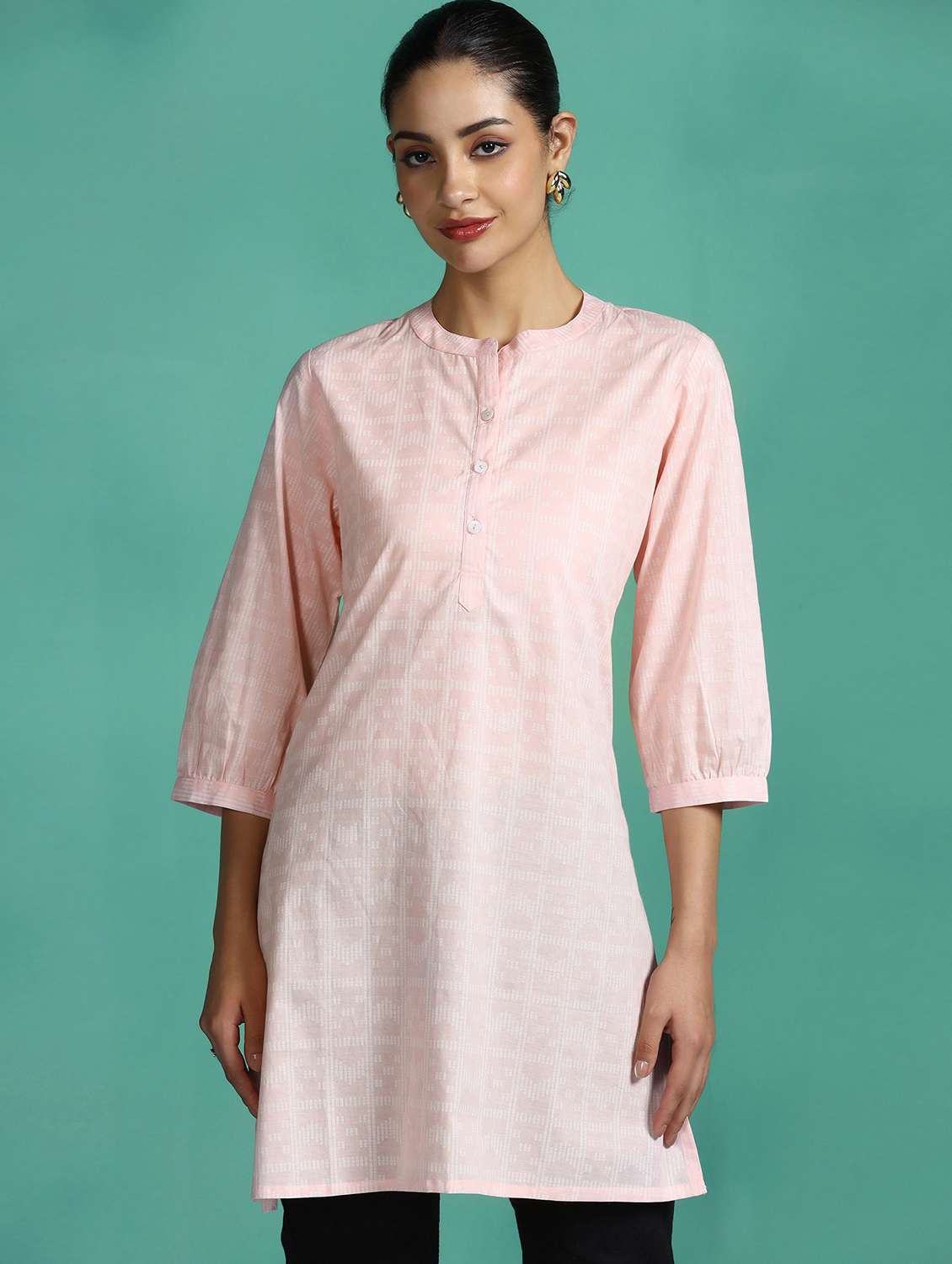 women printed three quarter sleeves straight kurti - 22502038 -  Standard Image - 2