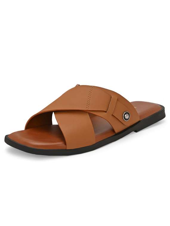 men tan slip on sandal - 22502108 -  Standard Image - 2
