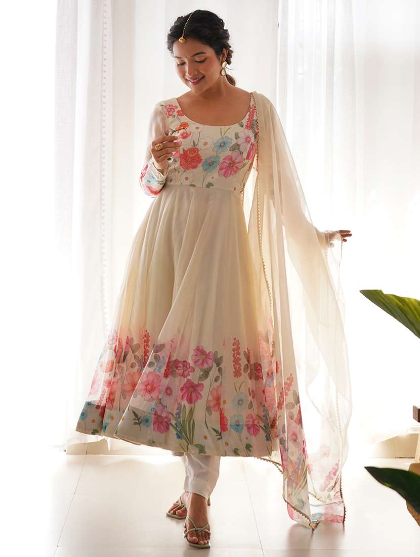women printed long sleeves anarkali suit set - 22502113 -  Standard Image - 2