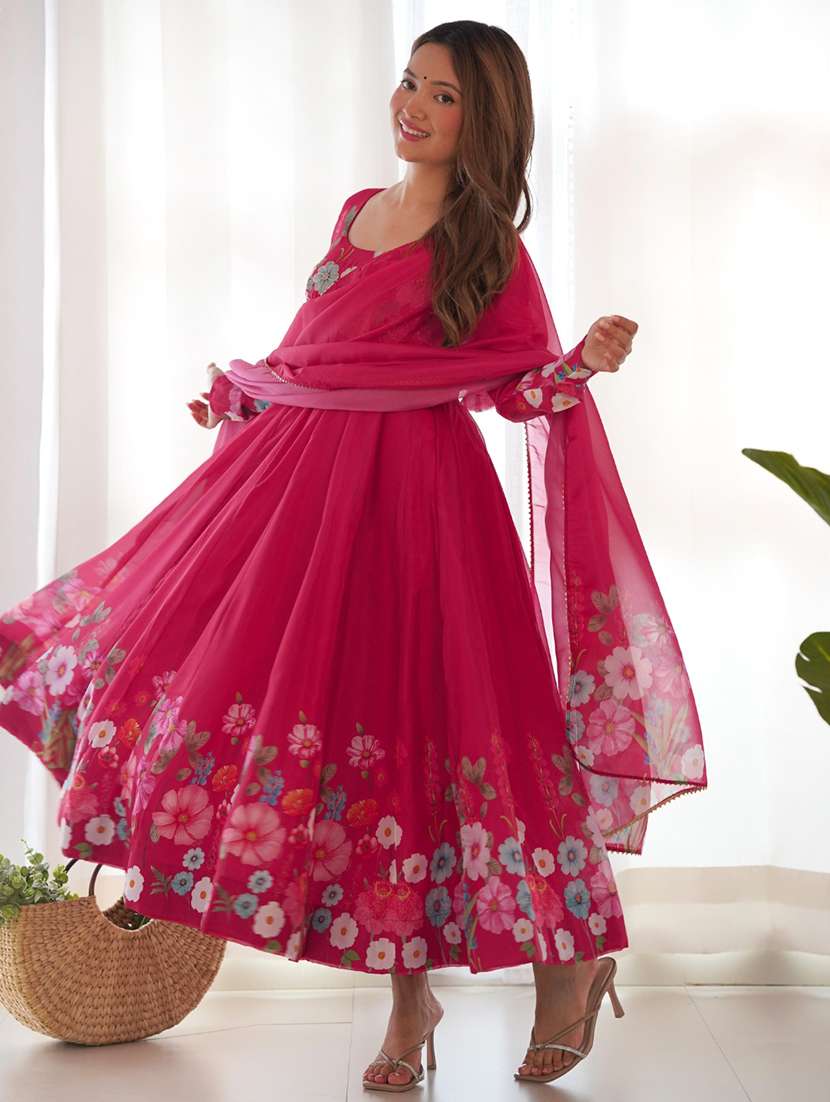 women printed long sleeves anarkali suit set - 22502115 -  Standard Image - 2