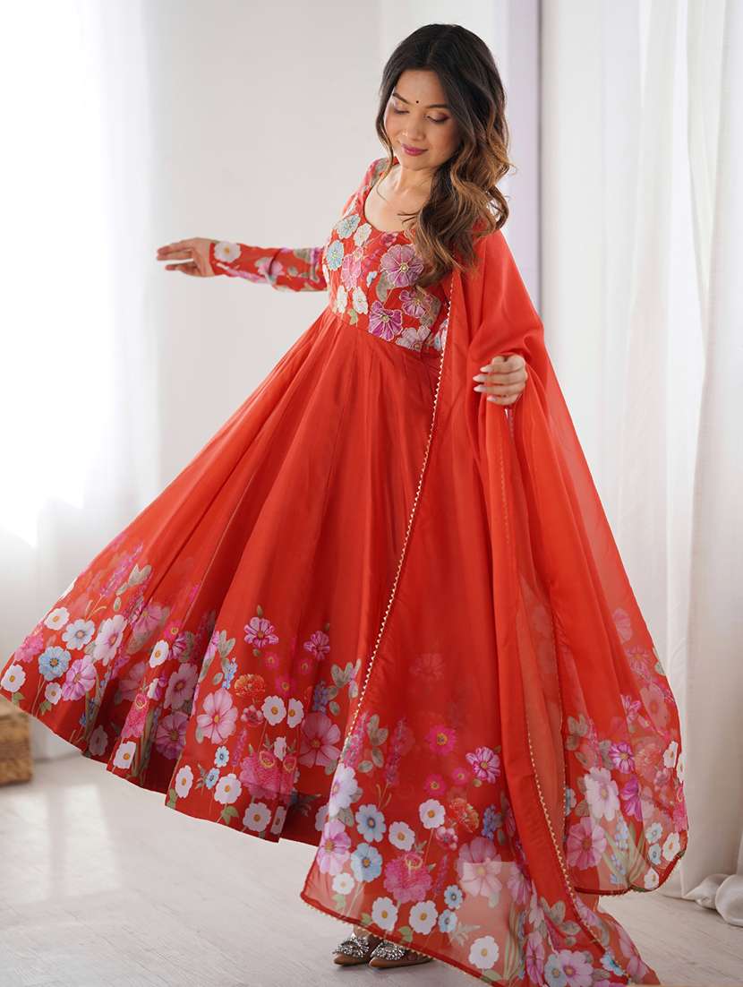 Women Printed Long Sleeves Anarkali Suit Set - 22502116 -  Standard Image - 2
