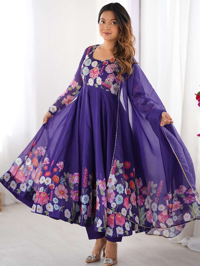 women printed long sleeves anarkali suit set - 22502117 -  Standard Image - 2