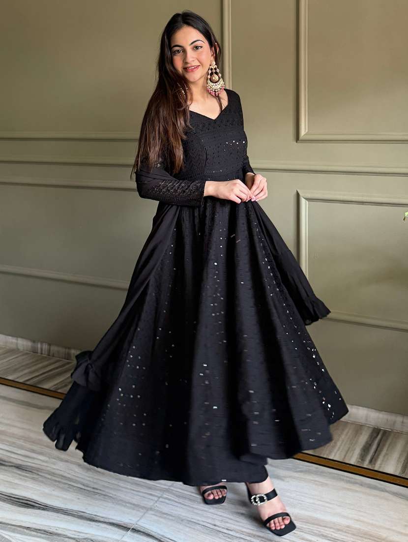 women embroidered long sleeves anarkali suit set - 22502153 -  Standard Image - 2