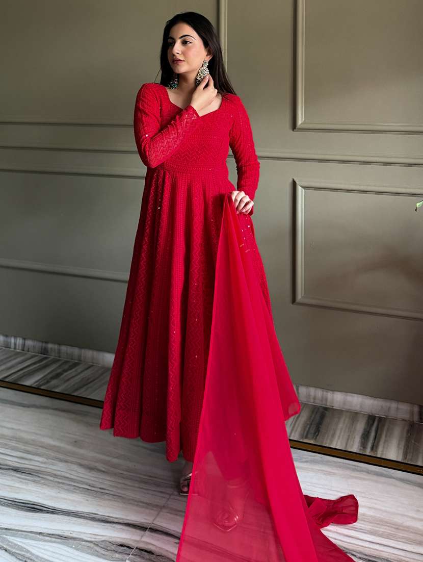 women embroidered long sleeves anarkali suit set - 22502154 -  Standard Image - 2