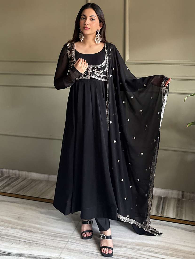 women embroidered long sleeves anarkali suit set - 22502161 -  Standard Image - 2