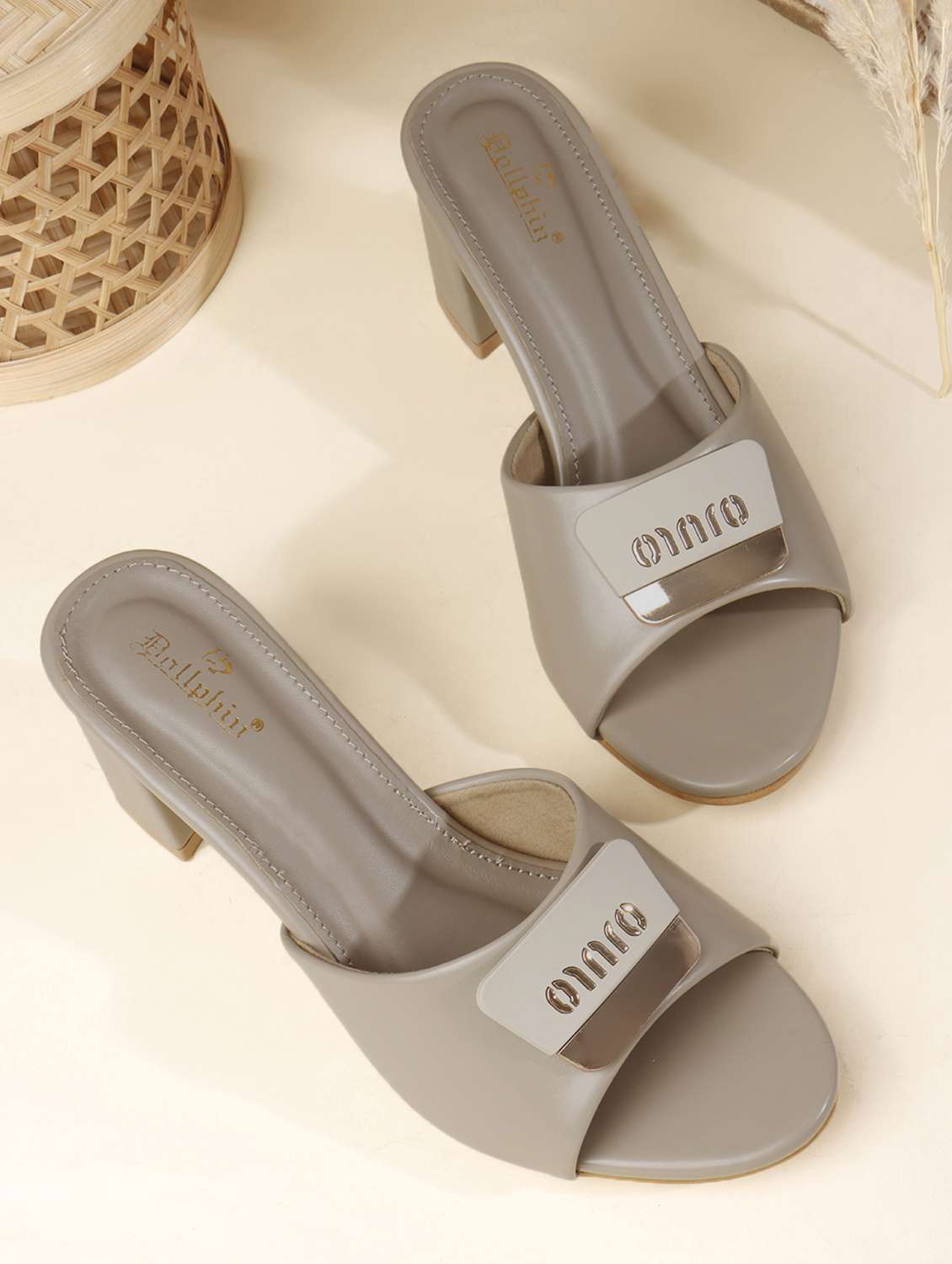 women khaki slip on sandal