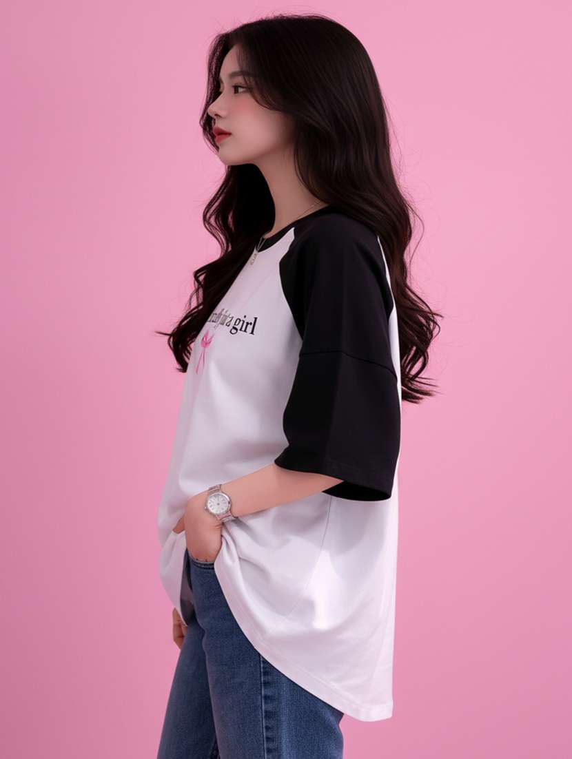 women printed raglan sleeve oversized t-shirt - 22502307 -  Standard Image - 2