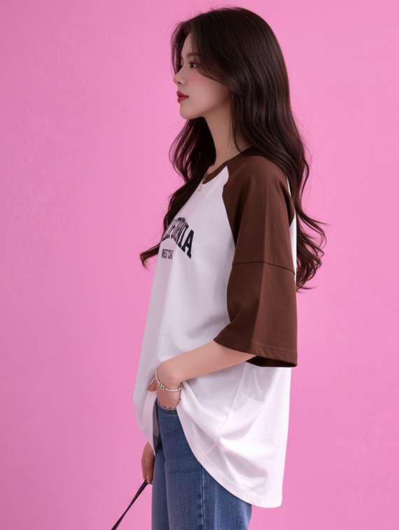 women printed raglan sleeve oversized t-shirt - 22502312 -  Standard Image - 2
