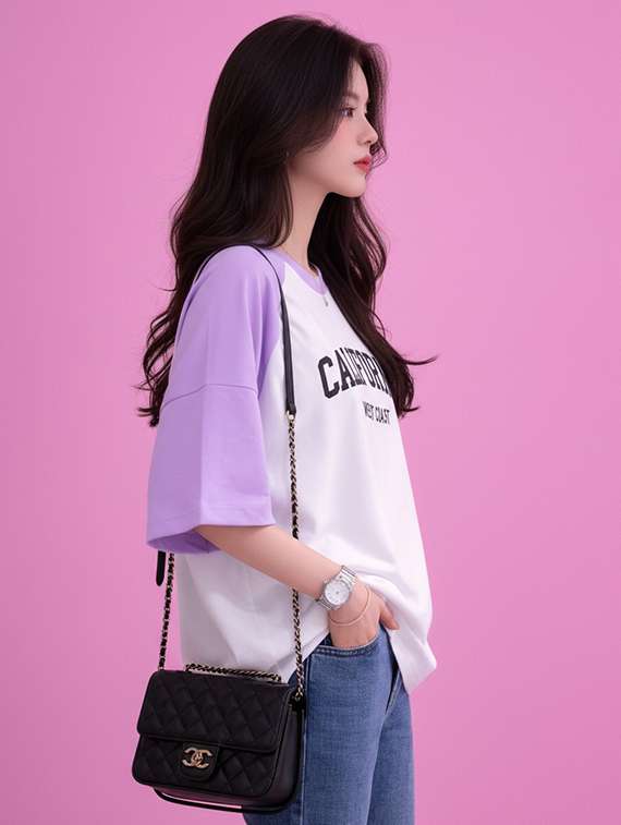 women printed raglan sleeve oversized t-shirt - 22502313 -  Standard Image - 2