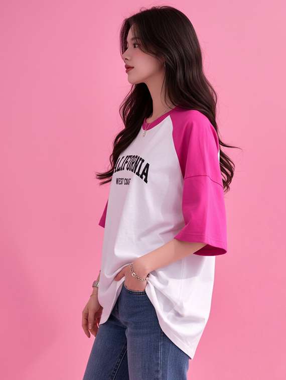 women printed raglan sleeve oversized t-shirt - 22502314 -  Standard Image - 2