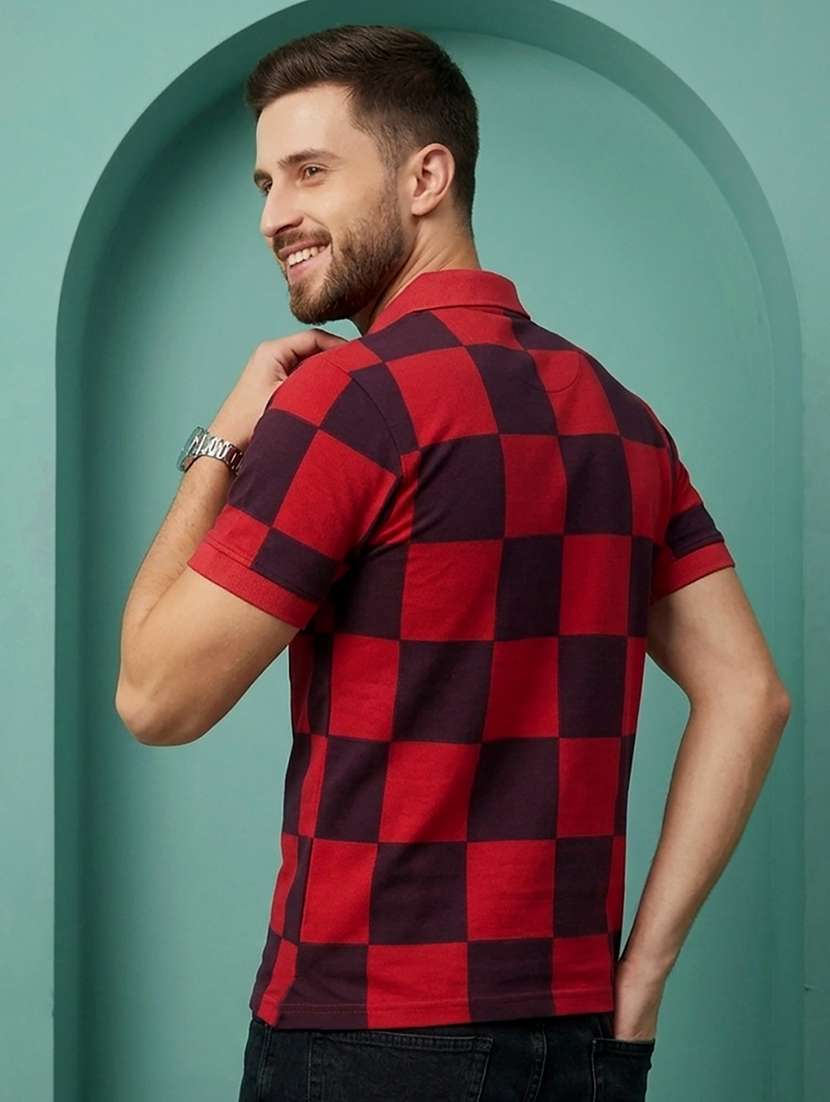 men checkered short sleeve regular fit polo t-shirt - 22502332 -  Standard Image - 2