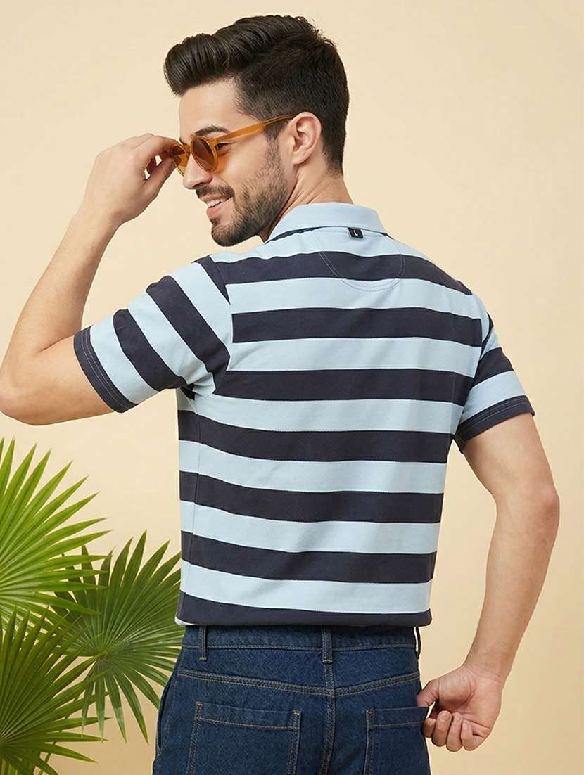 men striped short sleeve regular fit polo t-shirt - 22502350 -  Standard Image - 2