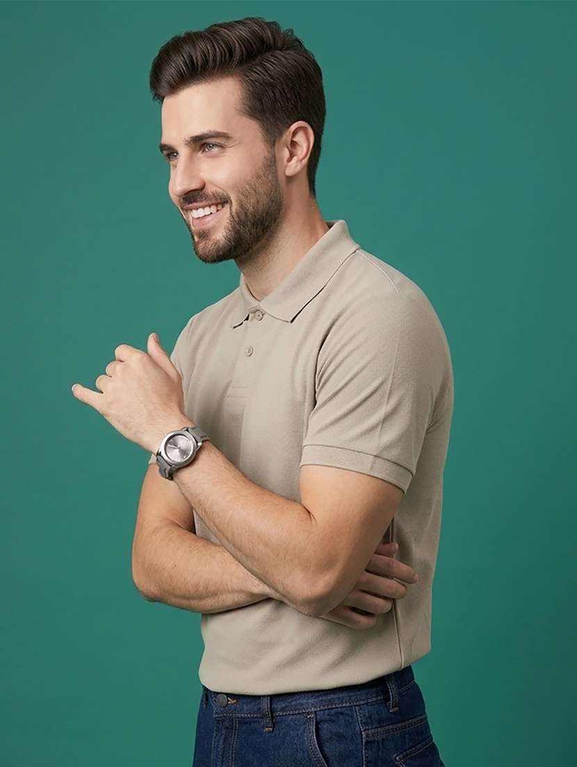 men solid short sleeve regular fit polo t-shirt - 22502391 -  Standard Image - 2