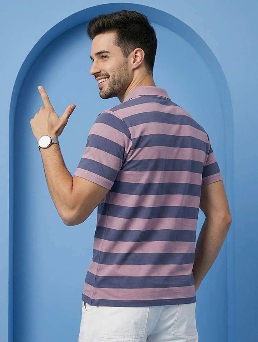 men striped short sleeve regular fit polo t-shirt - 22502402 -  Standard Image - 2