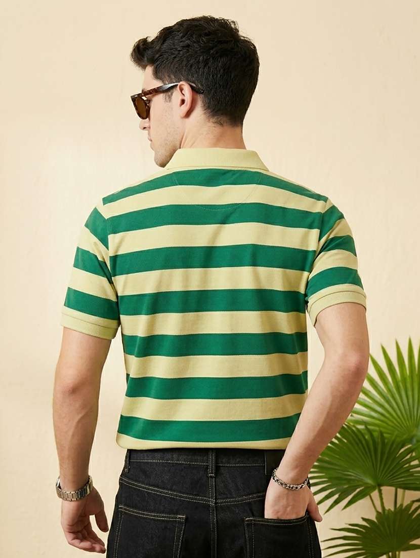 men striped short sleeve regular fit polo t-shirt - 22502403 -  Standard Image - 2