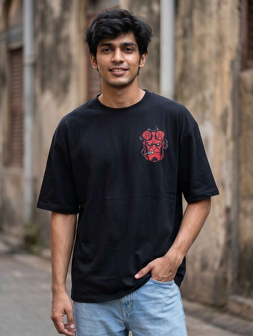 men placement print short sleeve oversized t-shirt