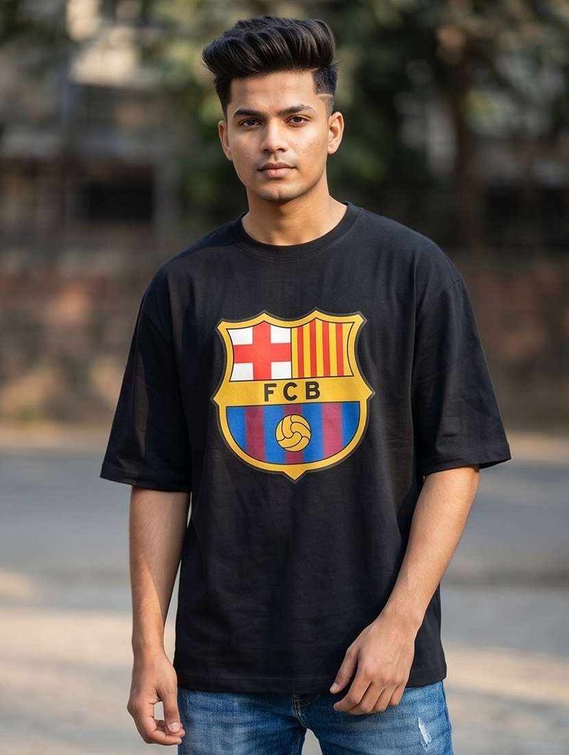 men front print short sleeve oversized t-shirt