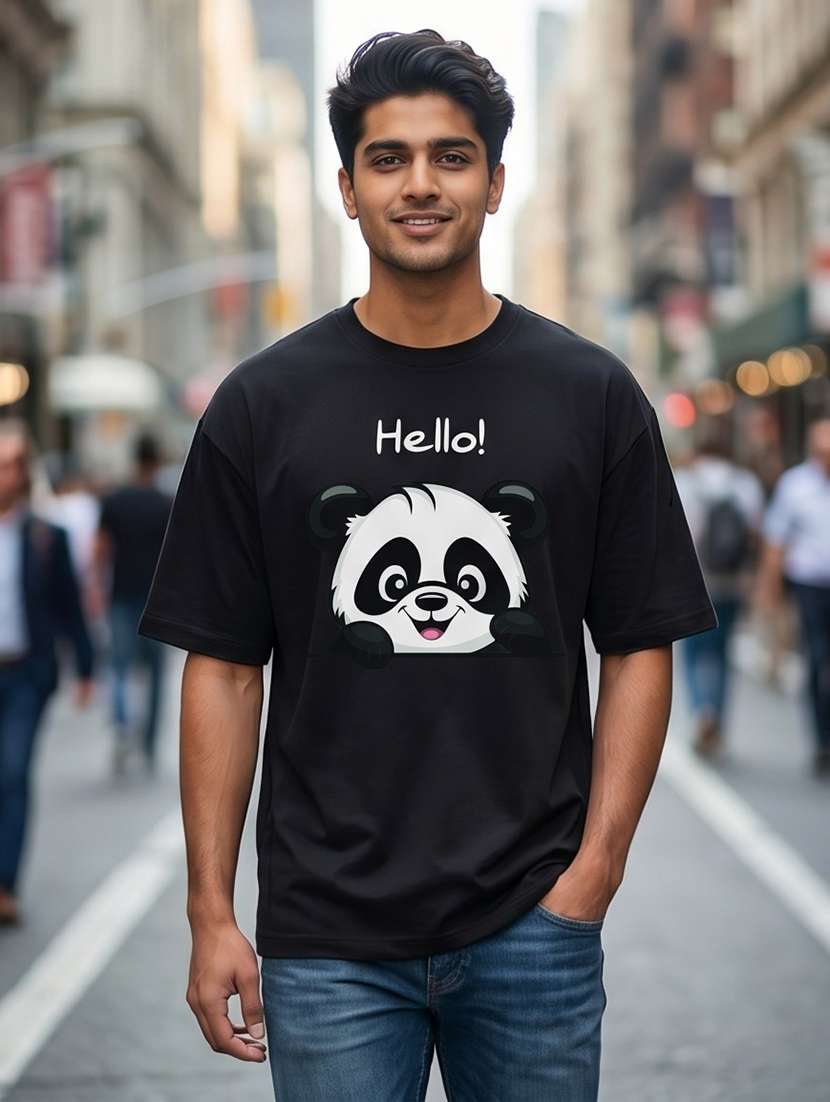 men front print short sleeve oversized t-shirt