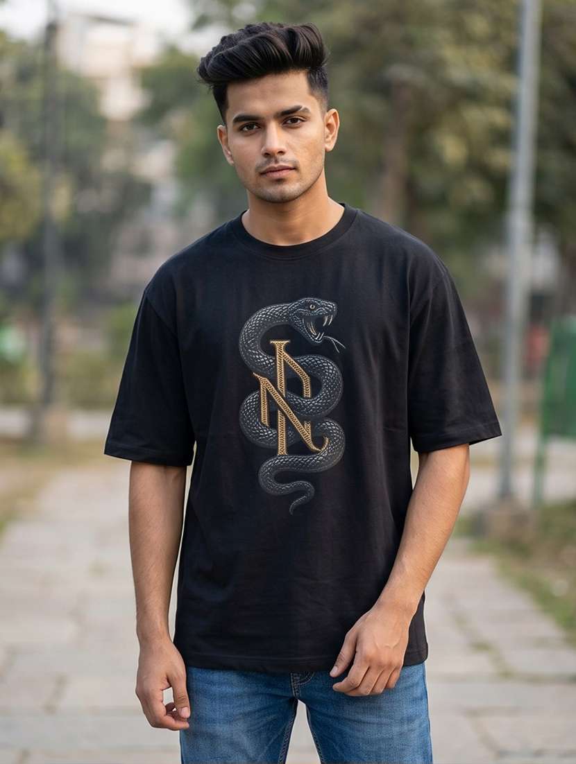 men front print short sleeve oversized t-shirt