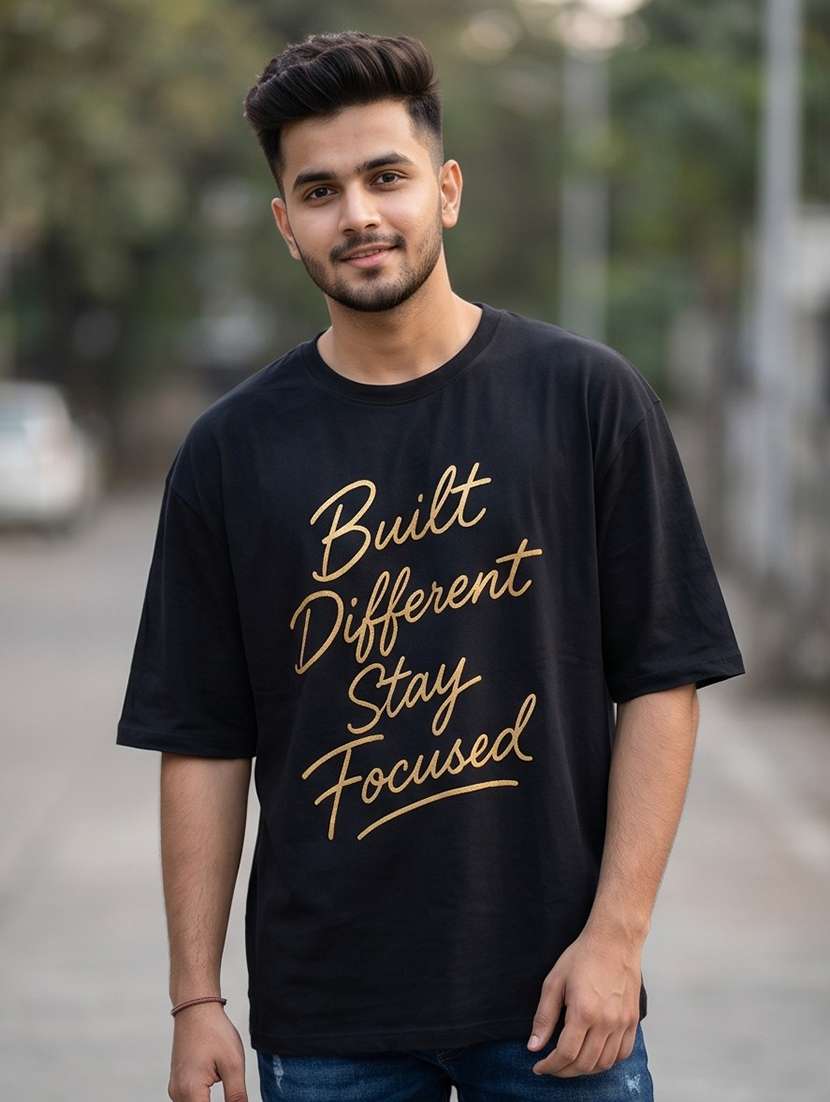 men front print short sleeve oversized t-shirt