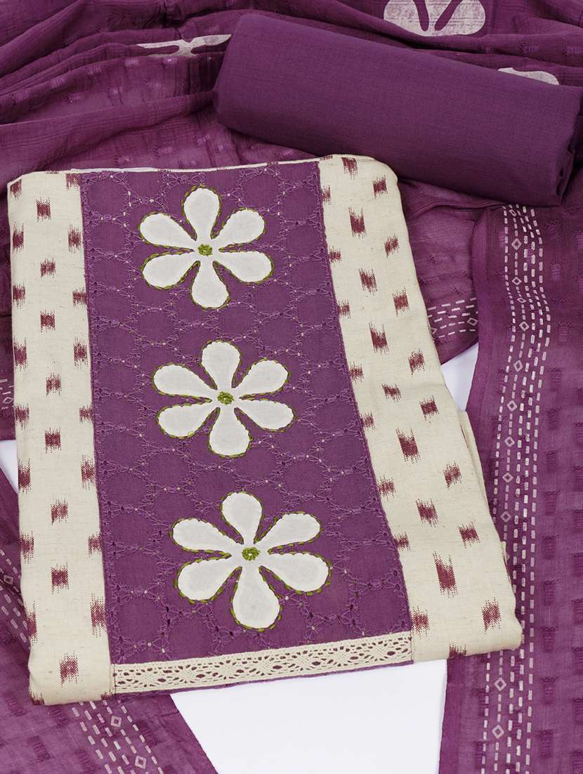 women self design unstitched suit set