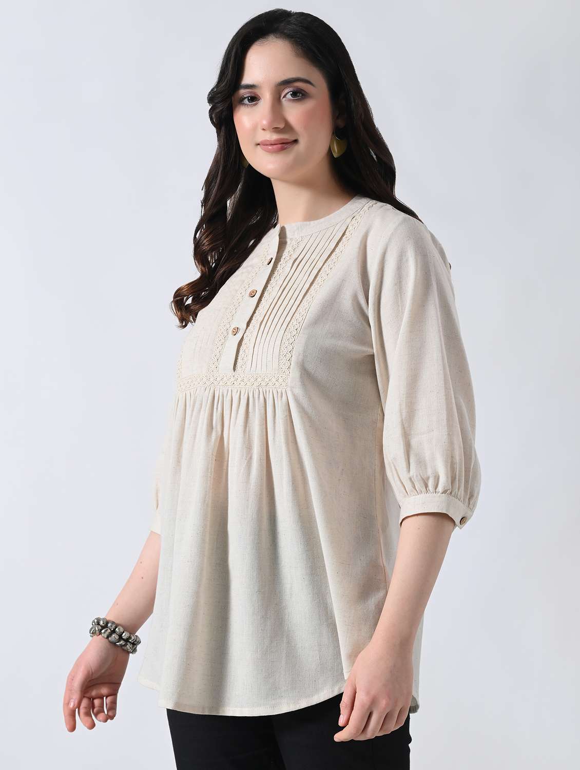 women solid round neck a-line tunic  - 22502618 -  Standard Image - 2