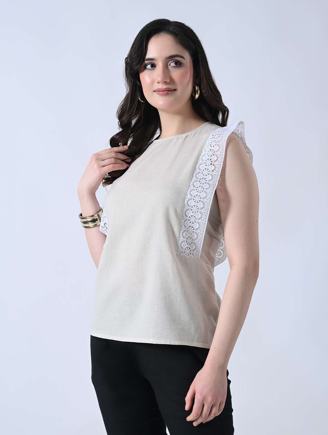women solid round neck sleeveless top - 22502621 -  Standard Image - 2