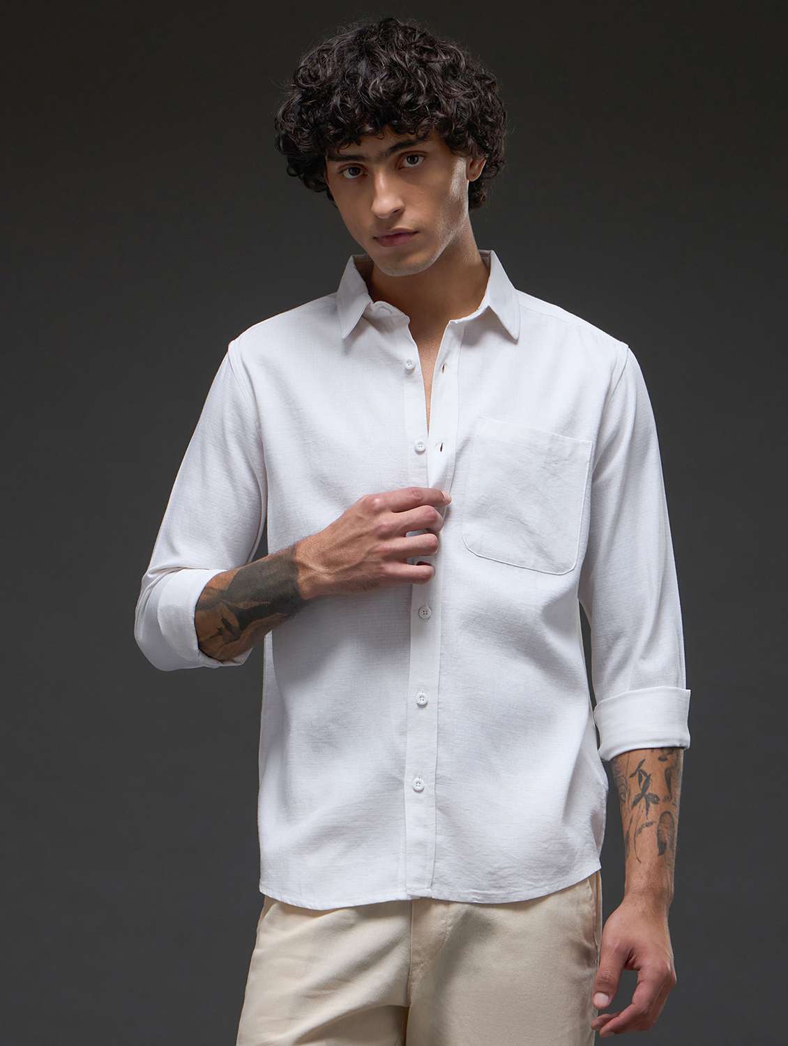 white cotton casual shirt - 22502628 -  Standard Image - 2