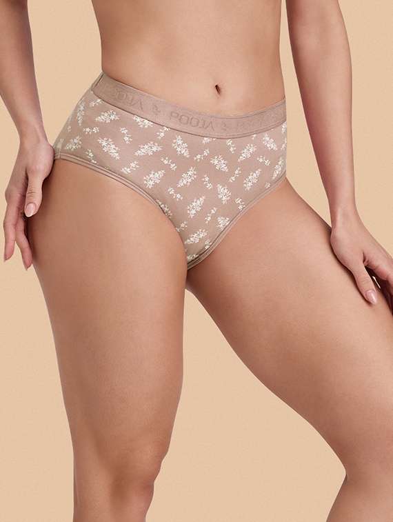beige floral cotton blend hipster panty - 22502721 -  Standard Image - 2