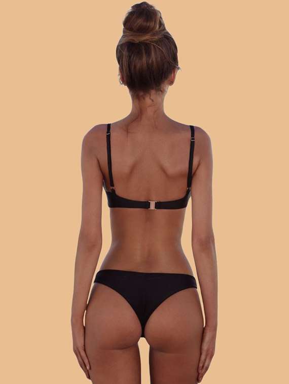 women solid shoulder strap bikini set - 22502744 -  Standard Image - 2