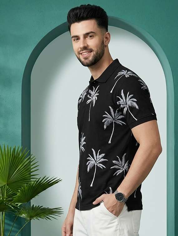 men printed short sleeve regular fit polo t-shirt - 22502835 -  Standard Image - 2
