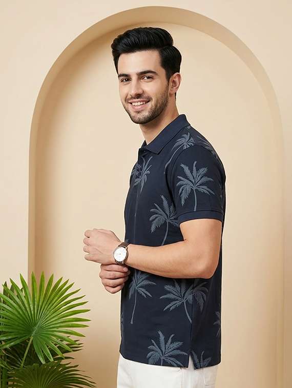 men printed short sleeve regular fit polo t-shirt - 22502836 -  Standard Image - 2