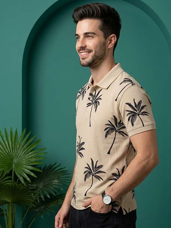 men printed short sleeve regular fit polo t-shirt - 22502837 -  Standard Image - 2