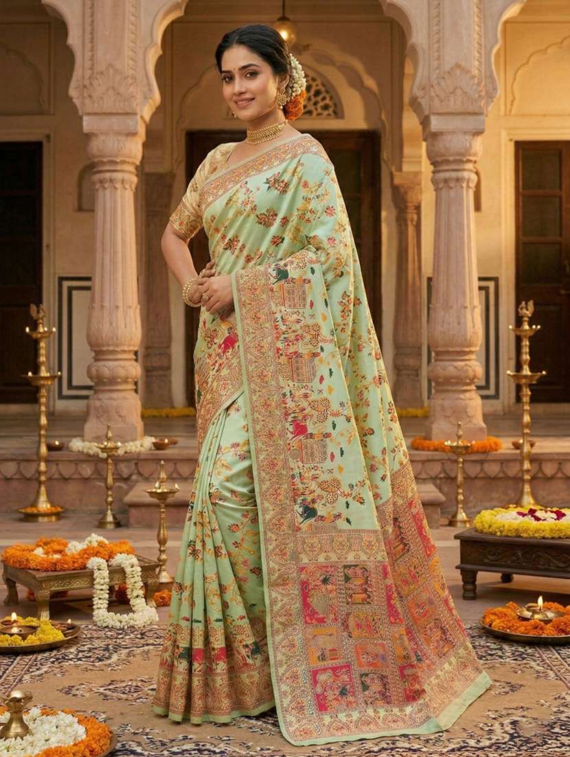 women self design pashmina silk saree with blouse - 22502949 -  Standard Image - 2