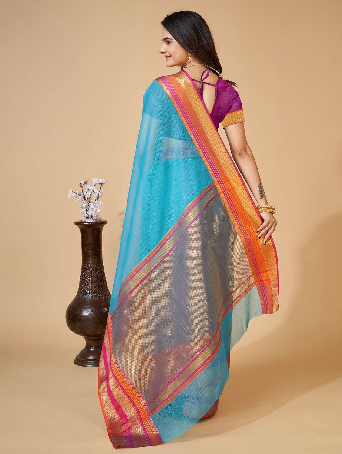 women self design kota doria saree with blouse - 22503190 -  Standard Image - 2