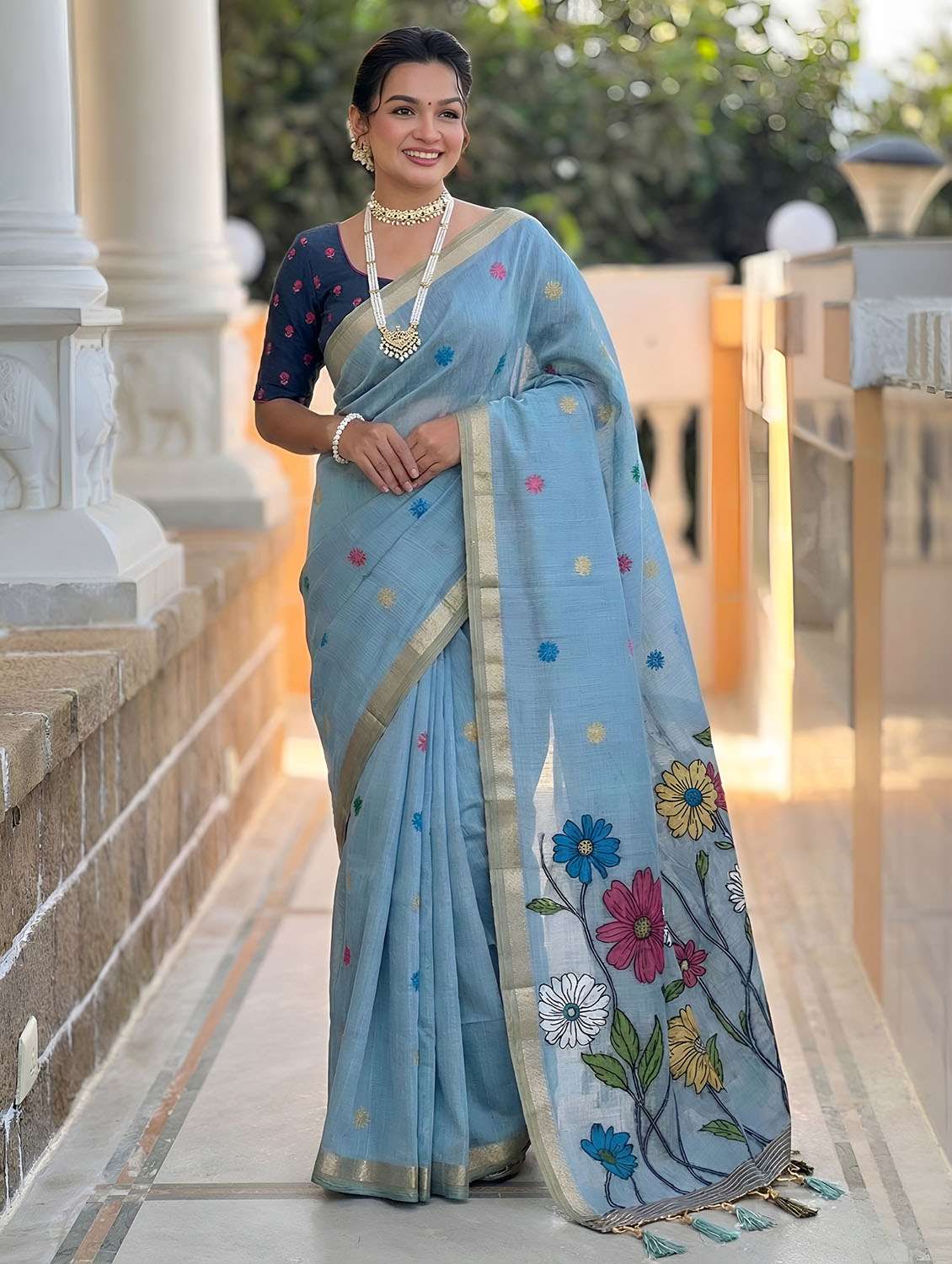 women floral printed saree with blouse - 22503224 -  Standard Image - 2