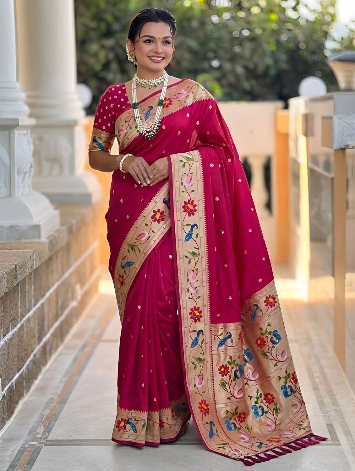Women Self Design Paithani Saree With Blouse - 22503248 -  Standard Image - 2