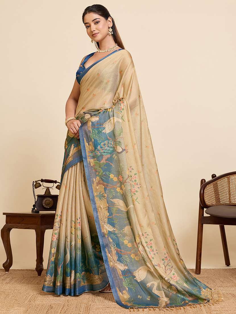 women printed casual wear saree with blouse - 22503253 -  Standard Image - 2