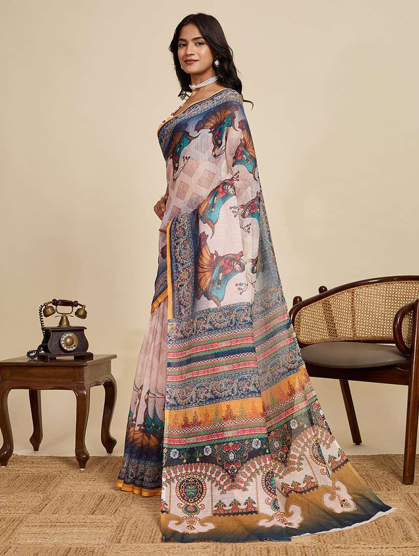 women printed casual wear saree with blouse - 22503282 -  Standard Image - 2