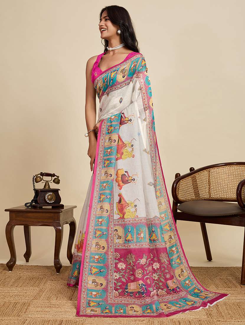 women printed casual wear saree with blouse - 22503289 -  Standard Image - 2