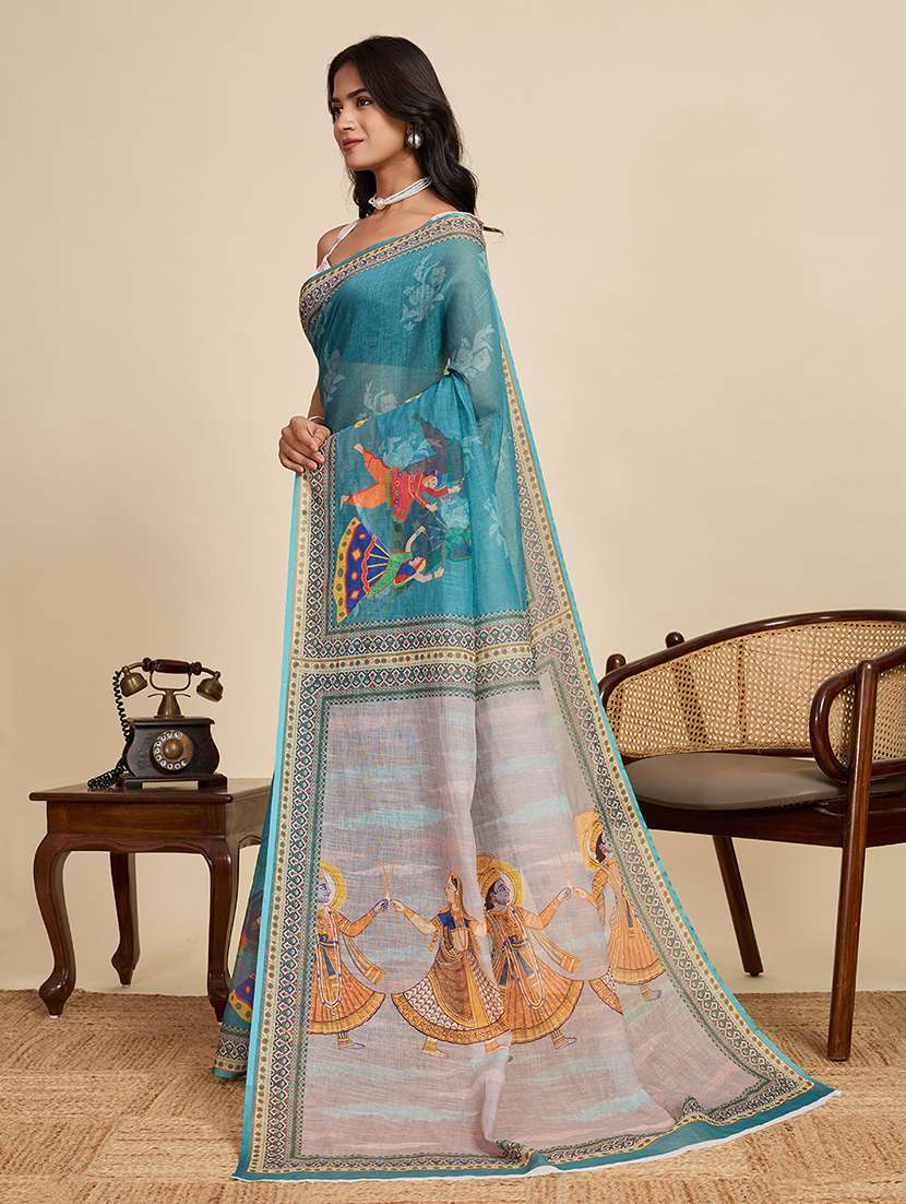 women printed casual wear saree with blouse - 22503292 -  Standard Image - 2