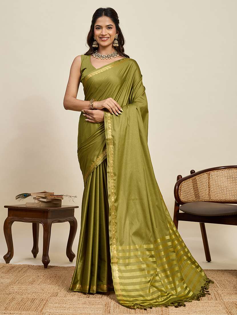 women solid plain saree with blouse