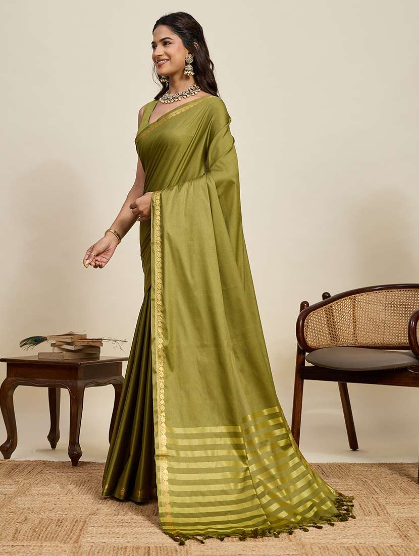 women solid plain saree with blouse - 22503327 -  Standard Image - 2