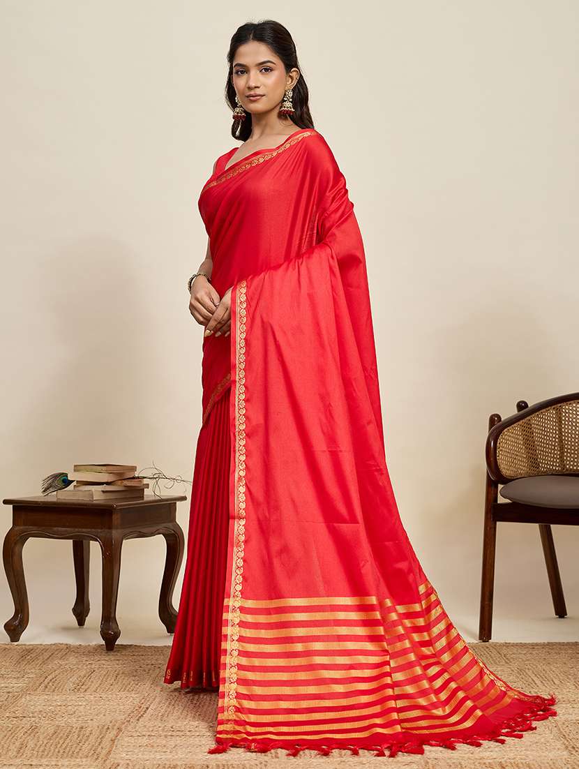 women solid plain saree with blouse - 22503330 -  Standard Image - 2