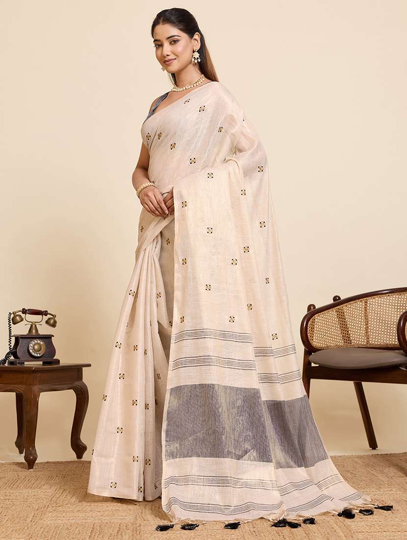 women solid with work embroidered saree with blouse - 22503333 -  Standard Image - 2