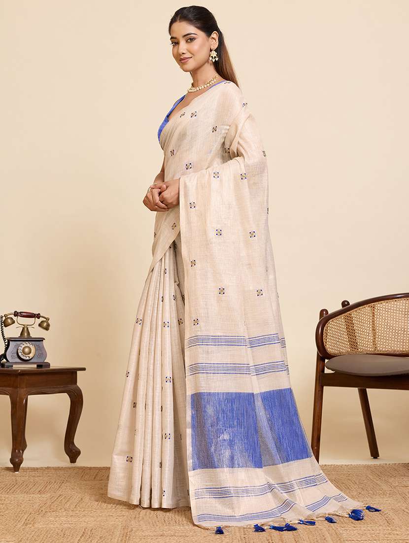 women solid with work embroidered saree with blouse - 22503334 -  Standard Image - 2