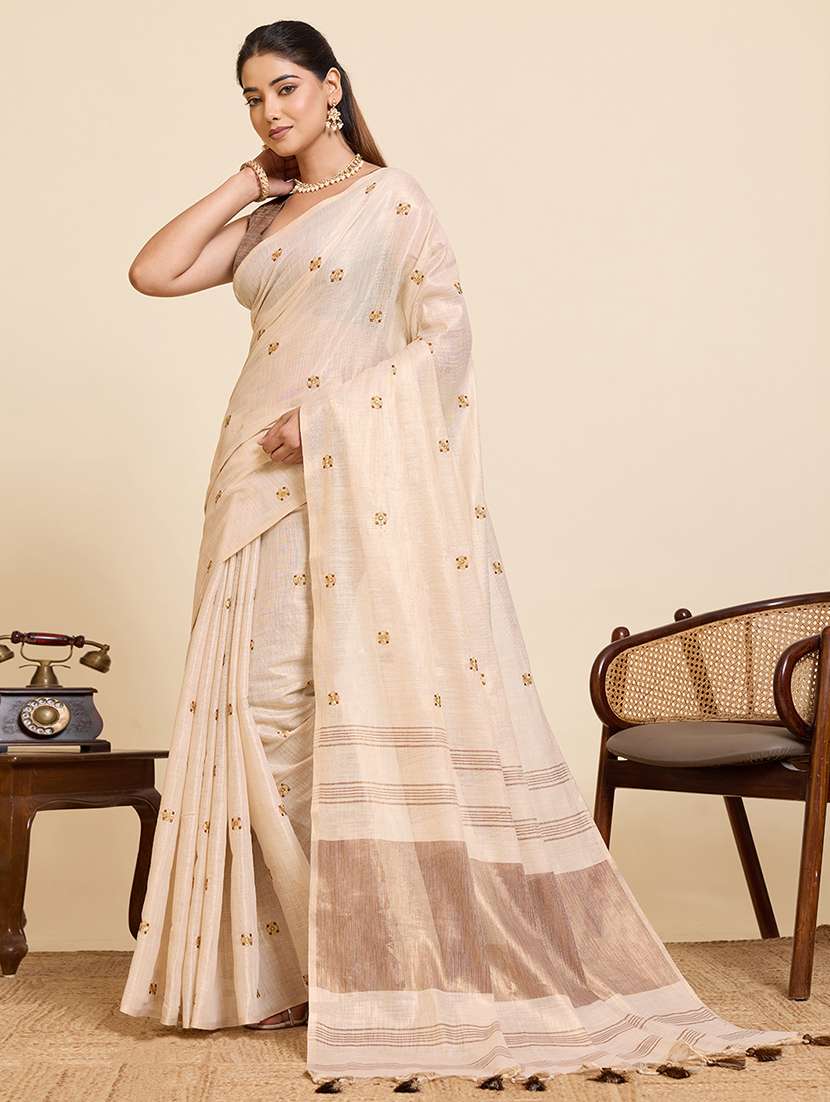 women solid with work embroidered saree with blouse - 22503335 -  Standard Image - 2