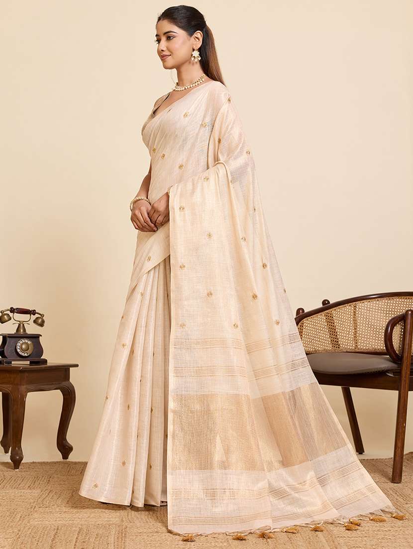 women solid with work embroidered saree with blouse - 22503336 -  Standard Image - 2