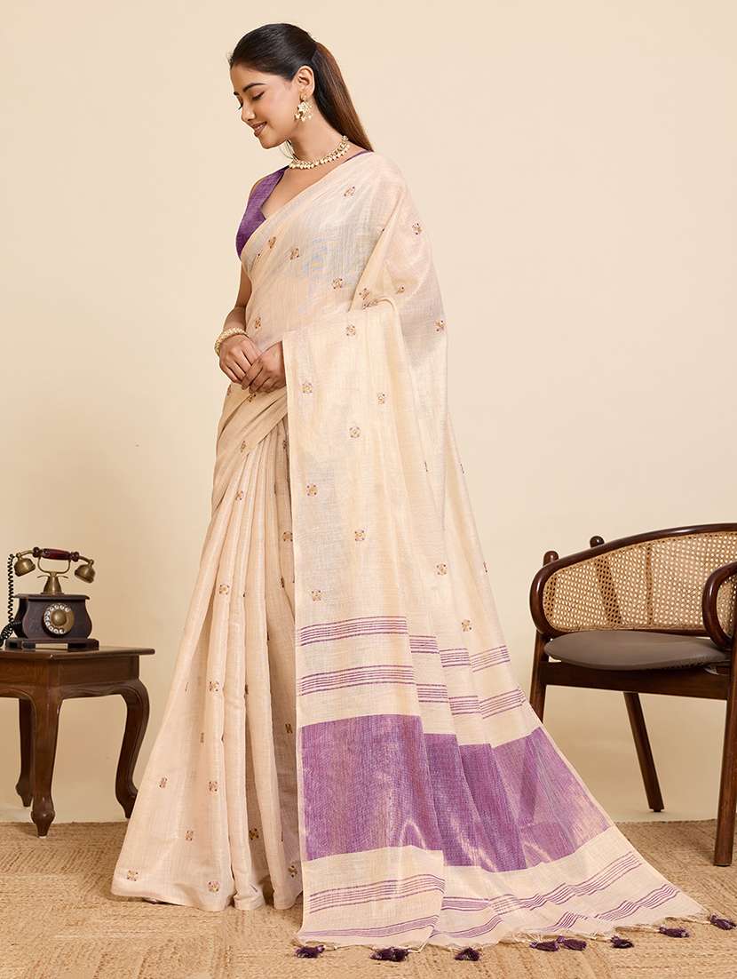 women solid with work embroidered saree with blouse - 22503339 -  Standard Image - 2